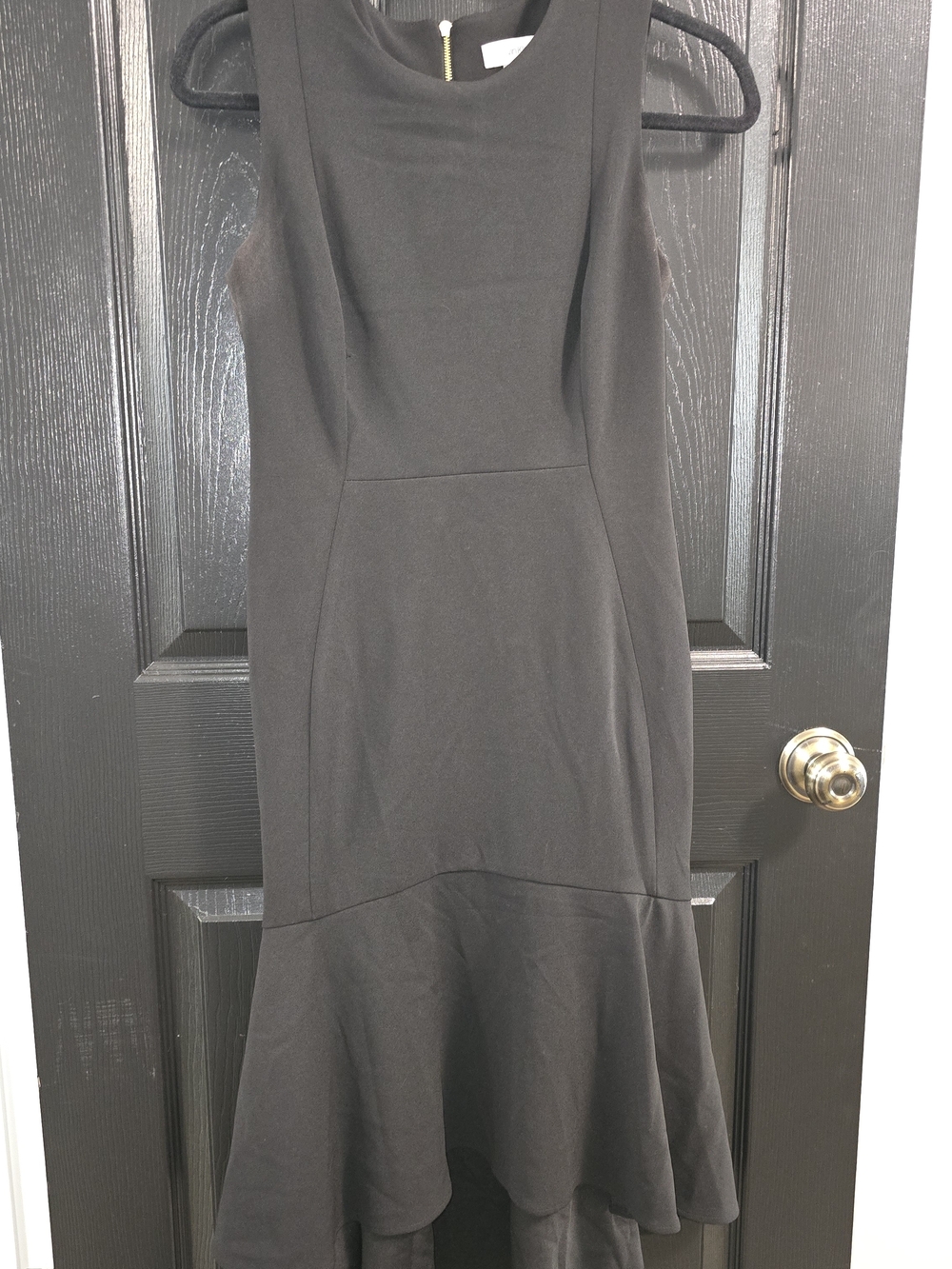 Calvin Klein Black Sleeveless High-Low Ruffle Hem Dress